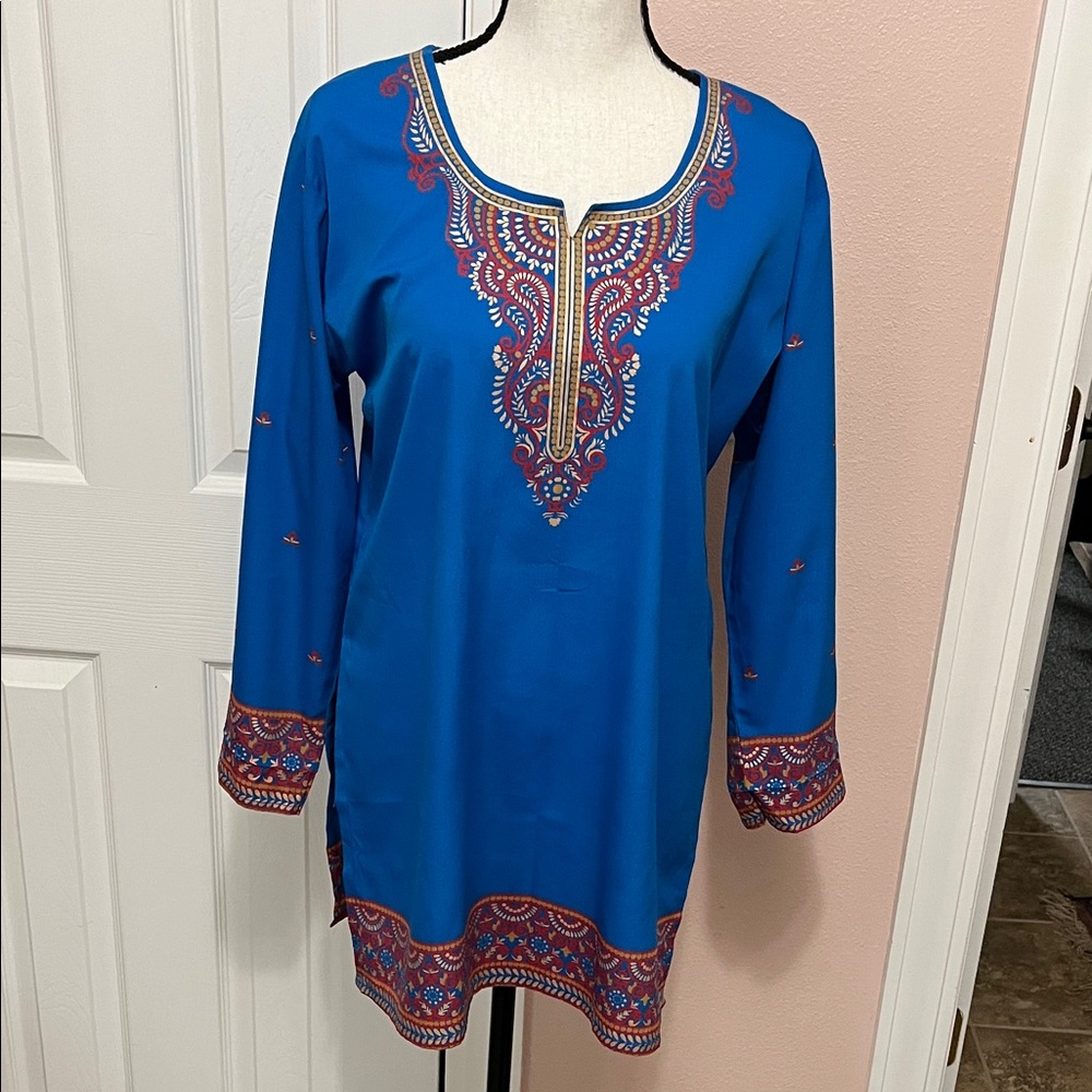 Vibrant Blue Embroidered Tunic by [Brand]